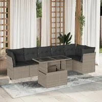 Set Divani da Giardino 7pz con Cuscini Grigio Chiaro Polyrattan 3266602