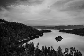Quadro su tela – Lago al tramonto in bianco e nero