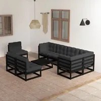 Set Divani da Giardino 9 pz con Cuscini Legno Massello di Pino cod mxl 42547