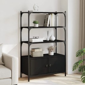 Libreria a 3 Ripiani Nera 70x30x109,5 cm in Legno Multistrato