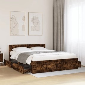 Giroletto con testiera rovere fumo 160x200 cm legno multistrato