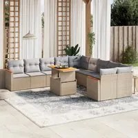 Set Divani da Giardino 11 pz con Cuscini Beige in Polyrattan 3273264