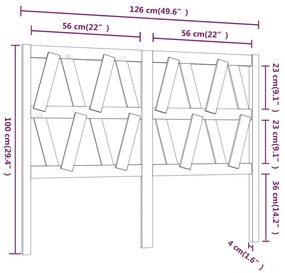 Testiera per Letto 126x4x100 cm in Legno Massello di Pino