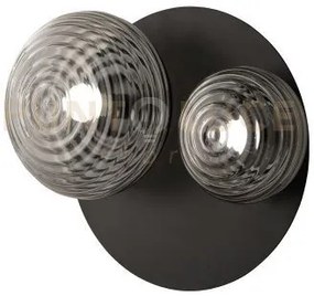 Plafoniera tondo/2 nero base nero 2 vetri fume' 1 luce attacco e14 ...