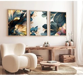 SET 3x Foto in cornice 50x70 cm piante