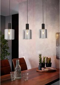 Lampadario Moderno Gorosiba nero paralume nero e trasparente 3x E27 EGLO