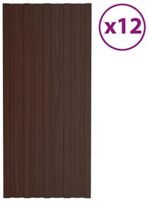 Pannelli Da Tetto 12 Pz İn Acciaio Zincato Marrone 100x45 Cm /