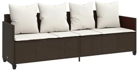 Set divano da giardino 5 pz con cuscini marrone in polyrattan