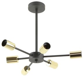 Zuma Line A8100-6 - Lampadario a sospensione con supporto rigido MANDI 6xE27/40W/230V nero/oro