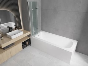 Mexen Vega vasca rettangolare 160 x 70 cm con pannellatura e paravento a 3 ante 120 cm, trasparente, cromato