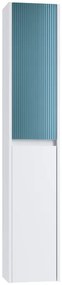 Colonna per mobile bagno Niwa 2 ante P 27 x L 30 x H 160 cm laccato opaco bianco con vetro blu pacifico