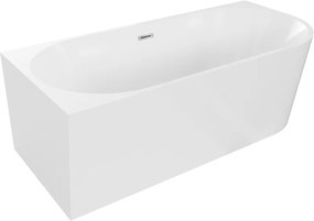 Mexen Mia vasca da bagno freestanding angolare sinistra 180 x 80 cm, bianca, troppopieno cromato - 52691808000L-01
