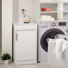 Mobile lavanderia con lavabo incluso Ada in abs bianco ottico P 50 x L 45 x H 84 cm