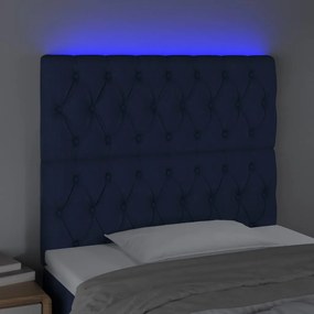 Testiera a led blu 90x7x118/128 cm in tessuto