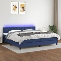 Letto a Molle Materasso e LED Blu 200x200cm in Tessuto cod mxl 54664