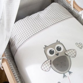 Culla di colore naturale in faggio massiccio con ruote e baldacchino 40x90 cm Adam and Owl – Roba