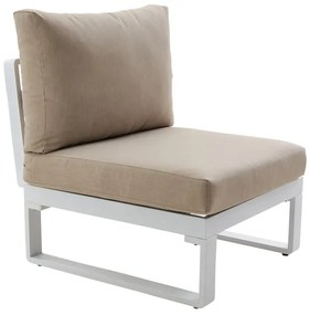 Poltrona centrale con cuscino bianco Persea NATERIAL, struttura in alluminio seduta in alluminio bianco, L 65 x H 68.4 x P 80 cm
