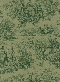 Little Greene Carta da parati Lovers Toile - Dark Brunswick Green