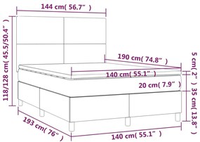 Giroletto a Molle con Materasso Tortora 140x190 cm in Tessuto