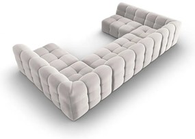 Divano angolare in velluto grigio chiaro (a U) Kendal - Micadoni Home