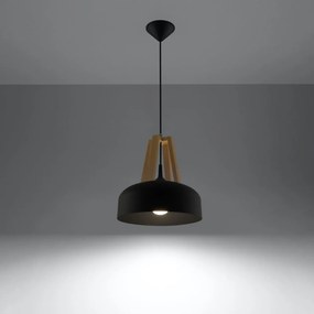 Lampadario a Sospensione E27 in Legno e Acciaio CASCO