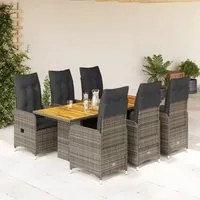 Set Bistr da Giardino 7 pz con Cuscini in Polyrattan Grigio 3277028