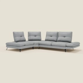 Ardex Divano Angolare - schienali traslanti e bracciolo regolabile in elegante tessuto impermeabile T06 ghiaccio