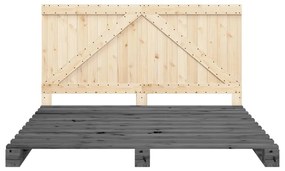 Giroletto con testiera grigio 180x200 cm legno massello di pino