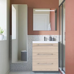 Mobile da bagno sospeso sotto lavabo L 60 x H 58 x P 46 cm marrone opaco, 3 cassetti SENSEA Remix