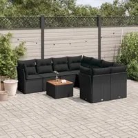 Set Divani da Giardino 9 pz con Cuscini Nero in Polyrattancod mxl 89122