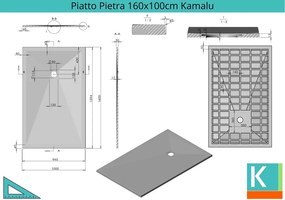 Piatto doccia 160x100 effetto pietra colore nero ardesia - KAMALU