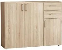 Madia Moderna con 2 cassetti e tre ante in Truciolare cm 120x35x93 - READ Colore: Quercia Chiaro