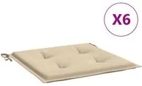 Cuscini per Sedie da Giardino 6 pz Beige 40x40x3 cm in Tessuto cod mxl 68139