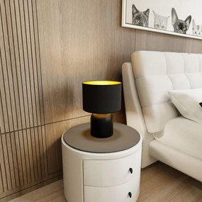 Lampada Da Tavolo Nordica Enlil 1 Luce In Acciaio Nero E Oro