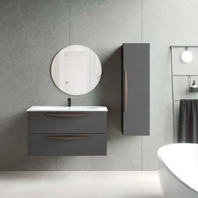 Mobile da bagno sospeso sotto lavabo L 99.5 x H 55 x P 45 cm grigio laccato opaco, 2 cassetti VISOBATH Arco