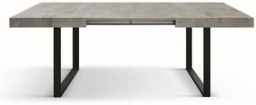 Tavolo CINQUALE in legno, finitura grigio cemento con gambe in metallo antracite, allungabile 160×90 cm – 240×90 cm