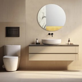 Specchio rotondo 80 cm marmo laminato bianco e foglia oro - THOMAS