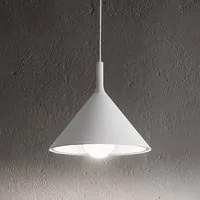 Sospensione Cono Grande D.40 Cm Barbie 1 Luce E27 Alluminio Bianco