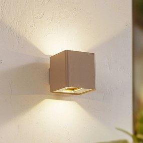 Lucande Applique da esterni LED Aaron, beige, alluminio, su/giù