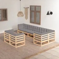 Set Divani da Giardino 8 pz con Cuscini Legno Massello di Pino cod mxl 44174