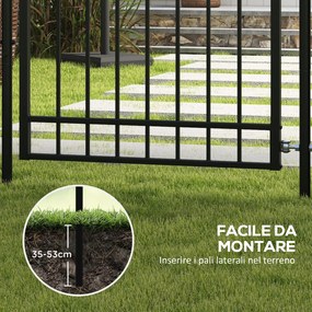 Cancello da Giardino di Sicurezza con Serratura 107x204 cm in Acciaio Zincato Nero...