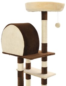 Albero per gatti con tiragraffi in sisal 127 cm beige e marrone