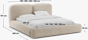 Letto matrimoniale imbottito marrone con contenitore con rete inclusa 200x200 cm Martina – Micadoni
