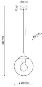 TK Lighting Lampada a sospensione Esme, Ø 25 cm, trasparente, vetro, sfera, E27
