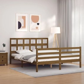 Giroletto con testiera miele 5ft king size in legno massello