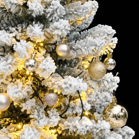 Albero Natale Incernierato con 150 LED e Palline 120 cm