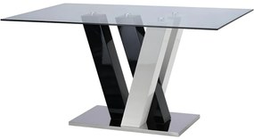 Tavolo da pranzo 6 posti in MDF e in vetro temperato Nero e bianco - WINCH