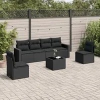 Set Divani da Giardino con Cuscini 7pz Nero Polyrattan 3251152