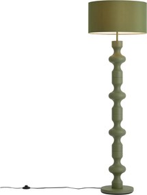 Lampada da terra retrò verde con paralume in tessuto 160 cm - Captain
