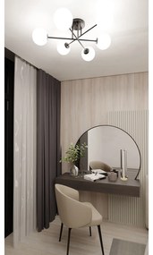 Plafoniera Moderna Morrigan 6 Luci In Acciao Nero E Sfere In Vetro Bianco